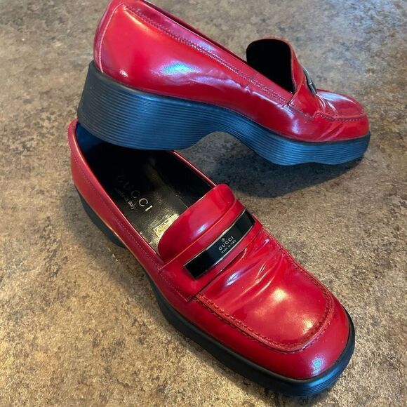 GUCCI size 35 Red Patent Leather Shoes Slides - Picture 3 of 14